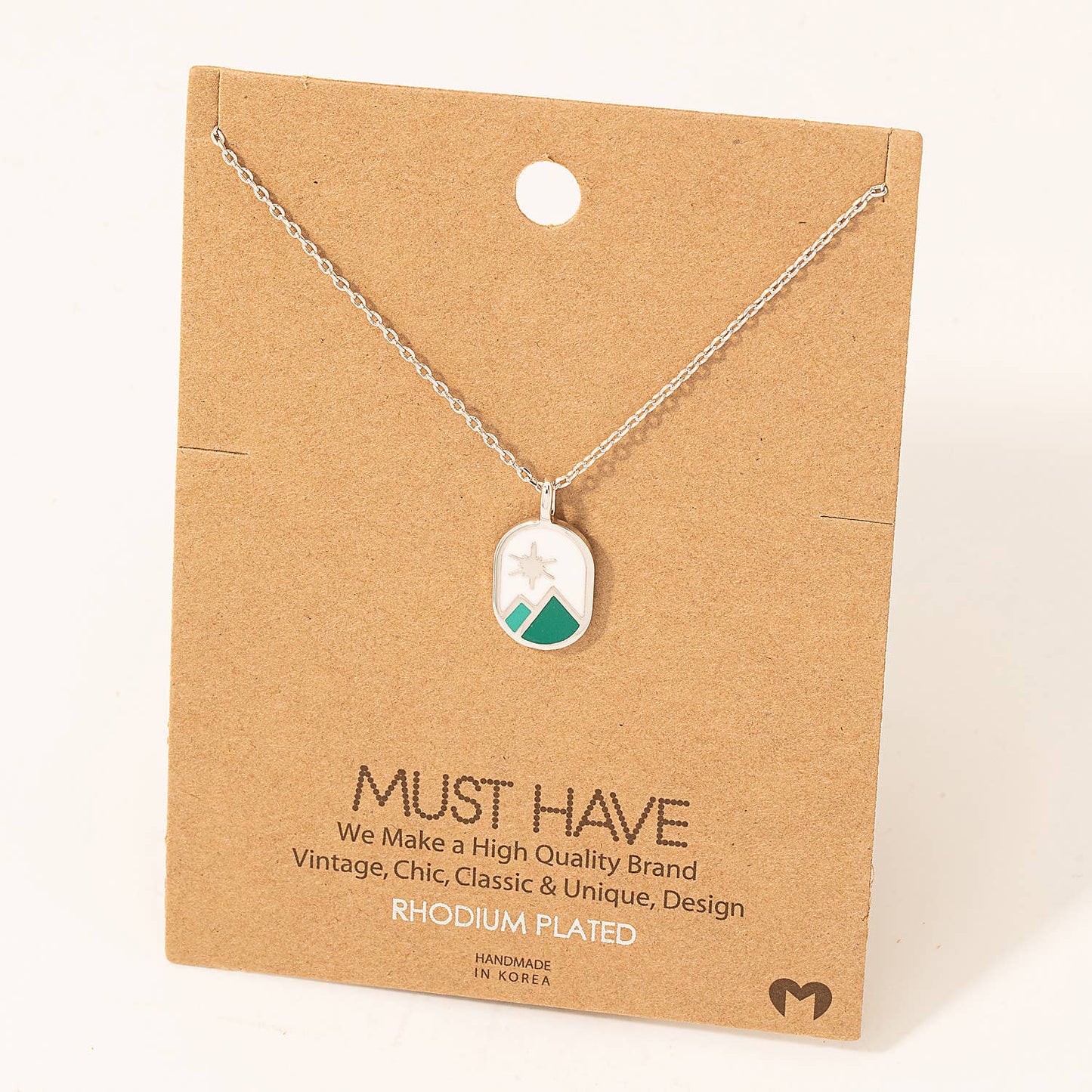 Oval Mountain Range Coin Charm Necklace: G