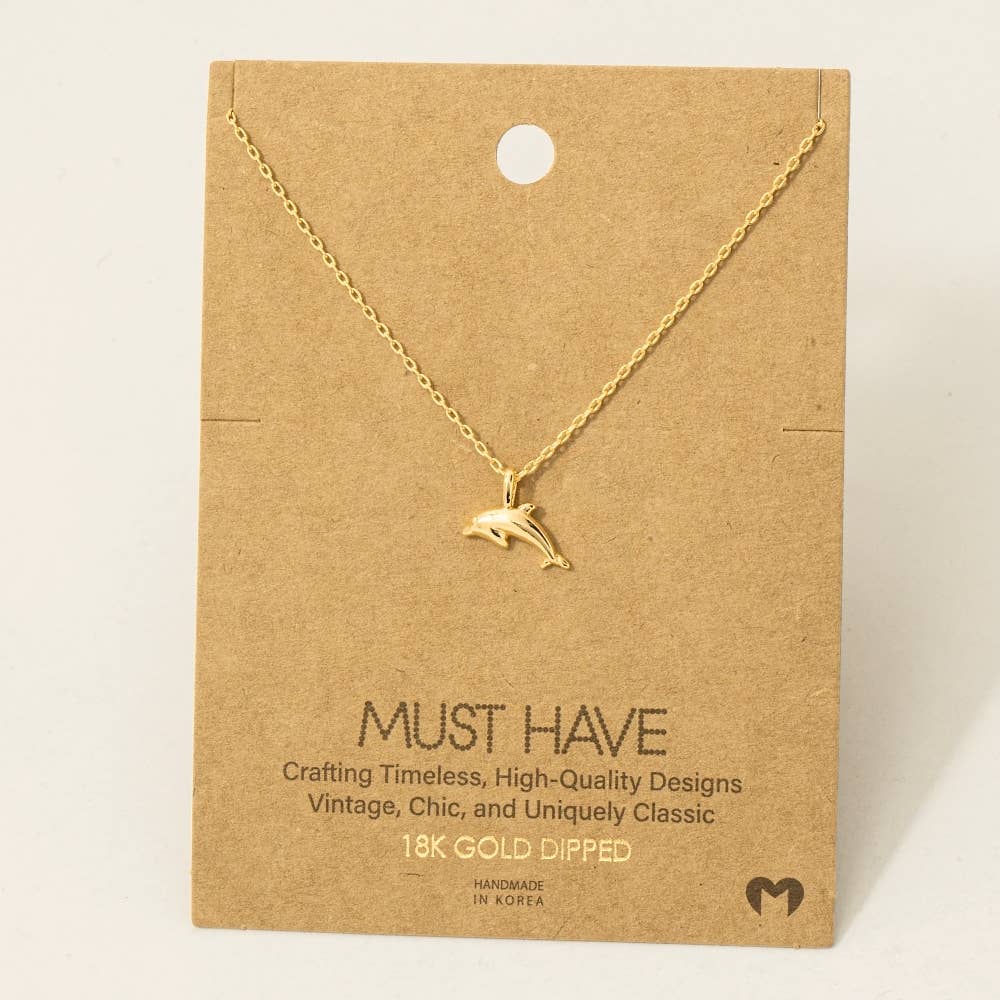 Gold Dipped Dolphin Pendant Necklace: S
