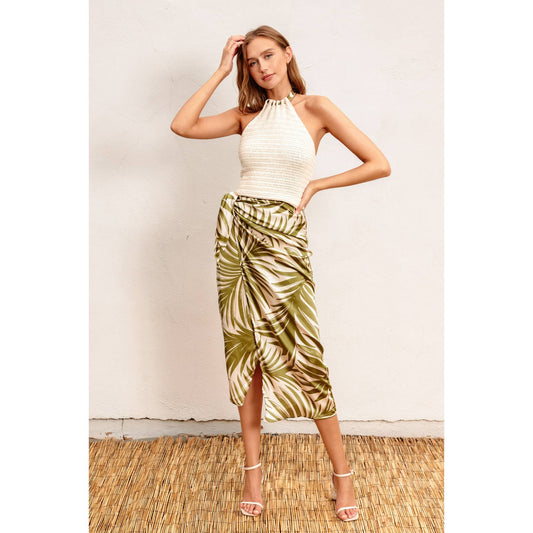 Tropical Adventures Sarong Wrap Skirt: PALM FRONDS / FS10826-P1619