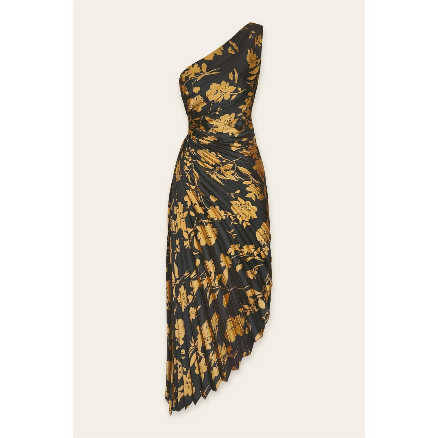 Undeniable Icon Asymmetrical Pleated Maxi Dress: ECLIPSED GOLD / FD10589-P1761
