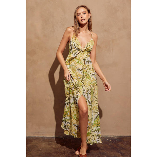 Sundrenched Knot Front Maxi Dress: TROPICAL HONEYSUCKLE / FD11729-P1435