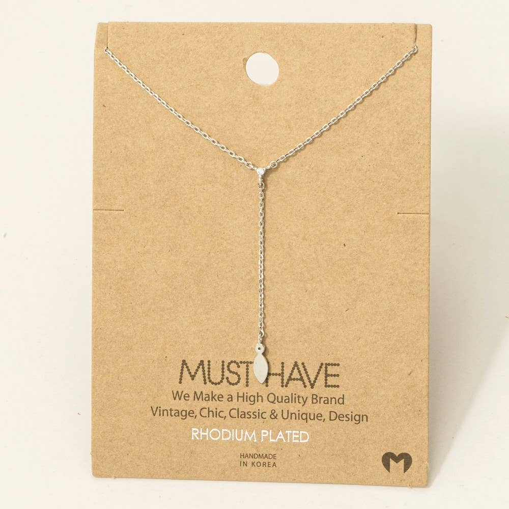 Gold Dipped Cz Lariat Chain Necklace: R