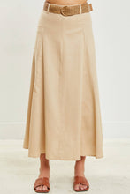 Load image into Gallery viewer, BELTED FLARE SKIRT: OATMEAL
