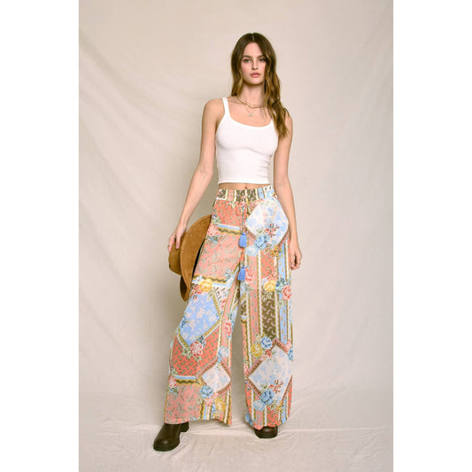 Sunset Symphony Wide Leg Pull On Pants: BEL AIR ROSE / FP11579-P2022_1