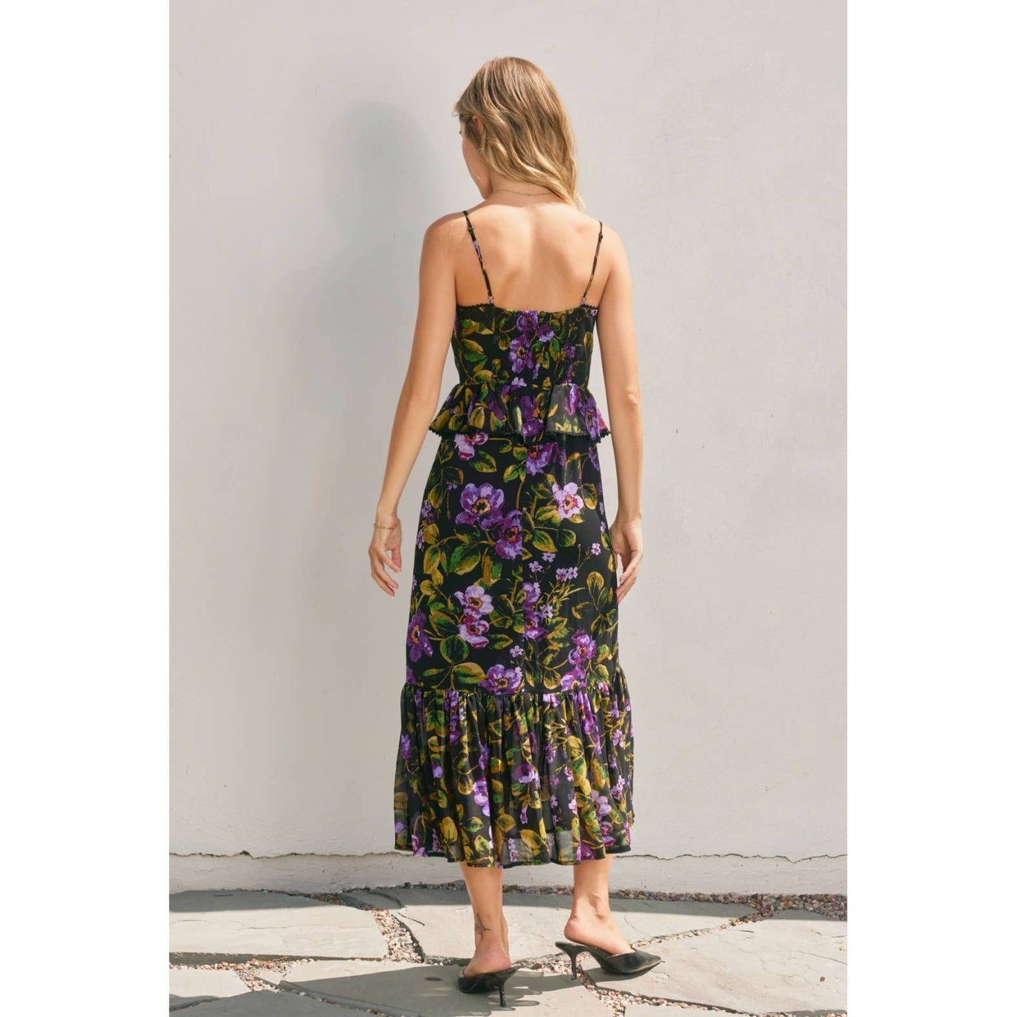 Falling Back Lurex Ruffled Dress: MIDNIGHT VIOLET / FD12112-P1985