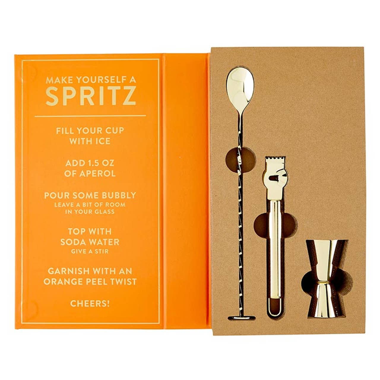 Barware Book Box - It's an Aperol Spritz Kind of Day: Hand Wash Only / Stainless Steel, Cardboard Box