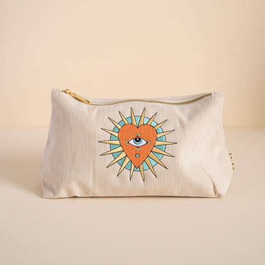 Medium Corduroy Pouch in Stone C