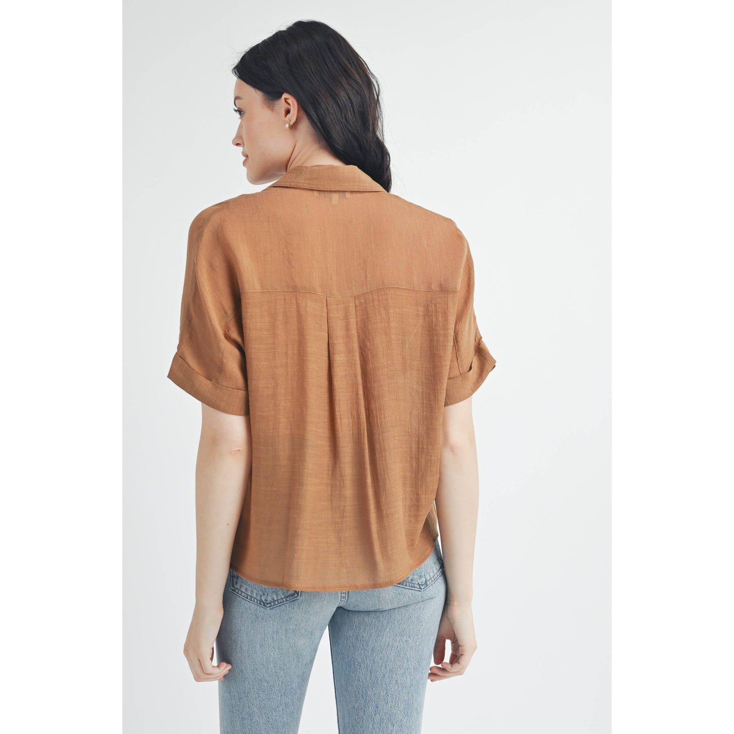 SHORT SLEEVE COLLAR SHIRT: COGNAC / FT62936