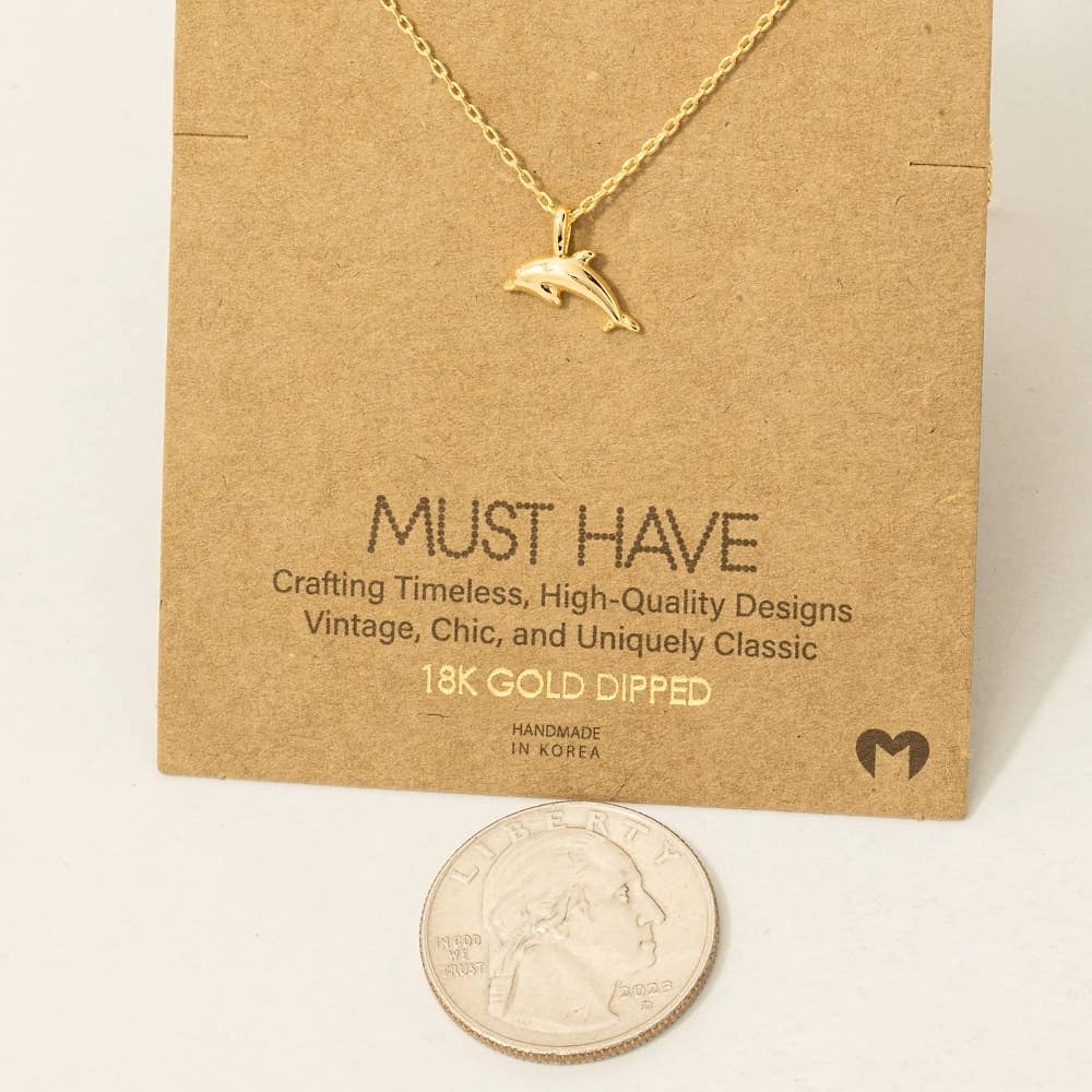 Gold Dipped Dolphin Pendant Necklace: S