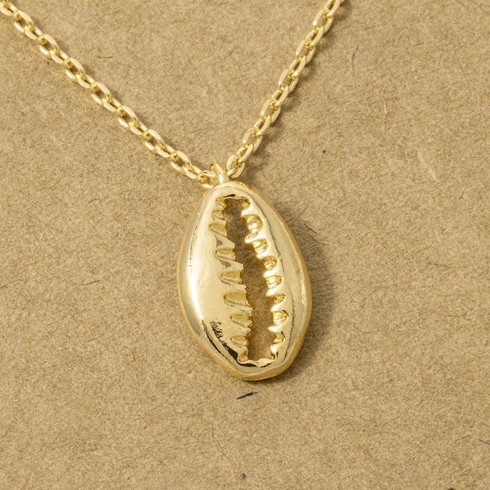 18K Gold Dipped Cowrie Shell Pendant Necklace: R