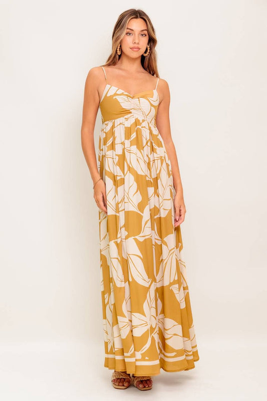 A printed woven maxi dress - ID22633: CAMEL