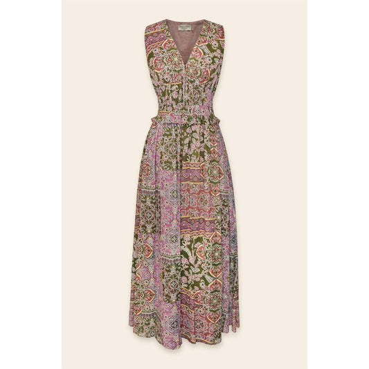 Extra Poplin Shirred Waist Midi Dress: EVERGREEN / FD12374-P1703