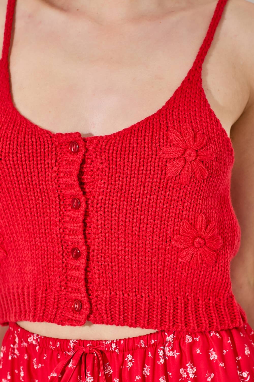 3D FLOWER KNIT TOP: IVORY / BSW3007