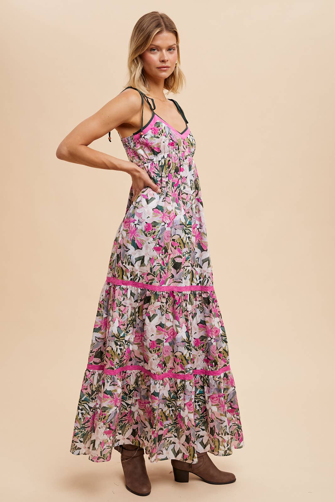 ILD5745 FLORAL MAXI DRESS: ORANGE ILD5745
