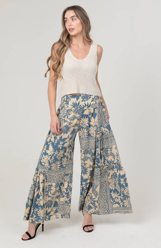 B3690-A906 PRINTED WIDE LEG PANTS