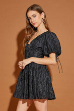 Load image into Gallery viewer, Floral Lace Detail Lace- Up Women&#39;s Dress: BLACK
