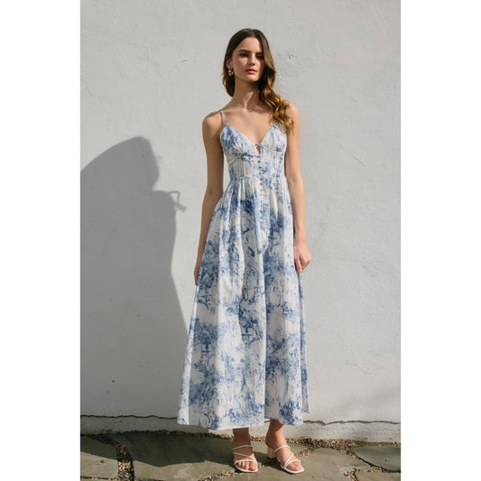 Coastline Horizontal Slit Maxi dress: PORCELAIN / FD12820-P1897