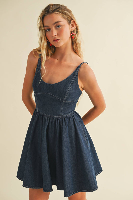 CAMI DENIM SWING DRESS: INDIGO DENIM / DS0903