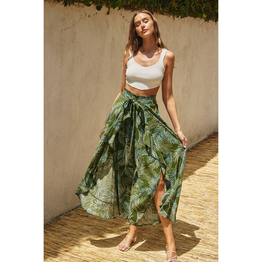 FP12092-P1710 Wishful Thinking Surplice Ruffled Pants: CALLISTE GREEN