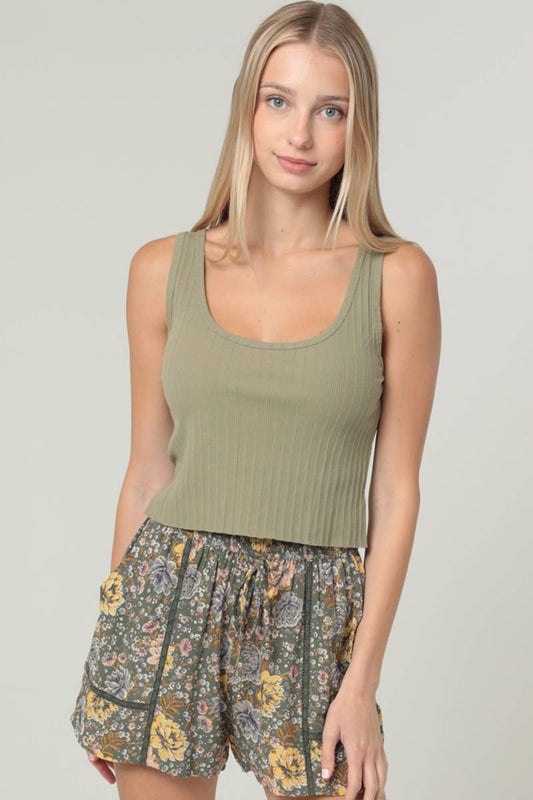 B3742-A951 LACE TRIM FLORAL PRINT SHORTS WITH ELASTIC WAIST