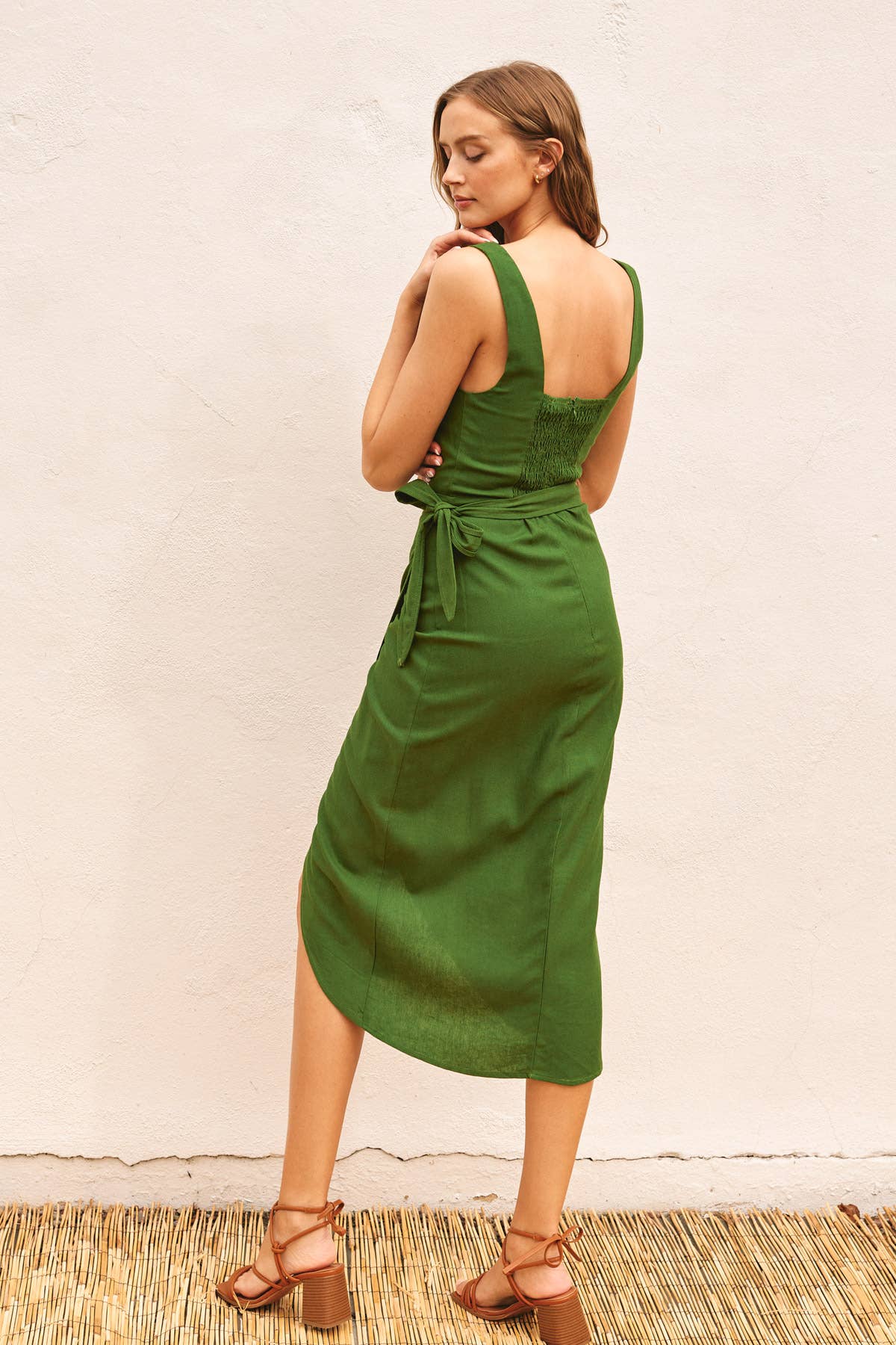 Heaven Sent Tulip Hem Midi Wrap Dress : BLACK / FD11527-P1465