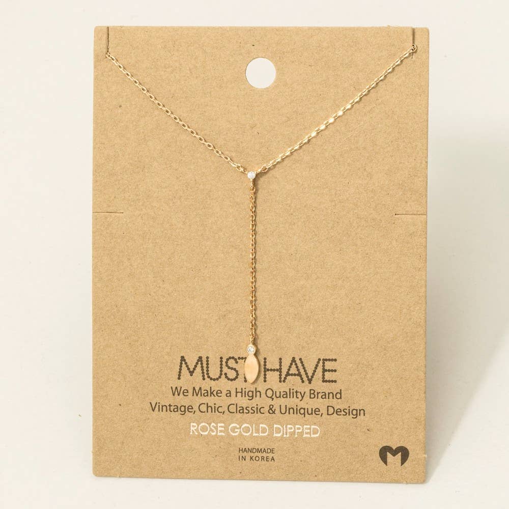 Gold Dipped Cz Lariat Chain Necklace: R
