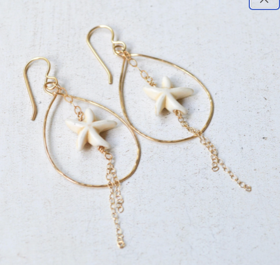 Magnesite Starfish Earrings: Gold Filled