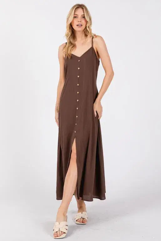 Heavy Gauze Flowy Dress - ND40209-HV: Vintage Olive