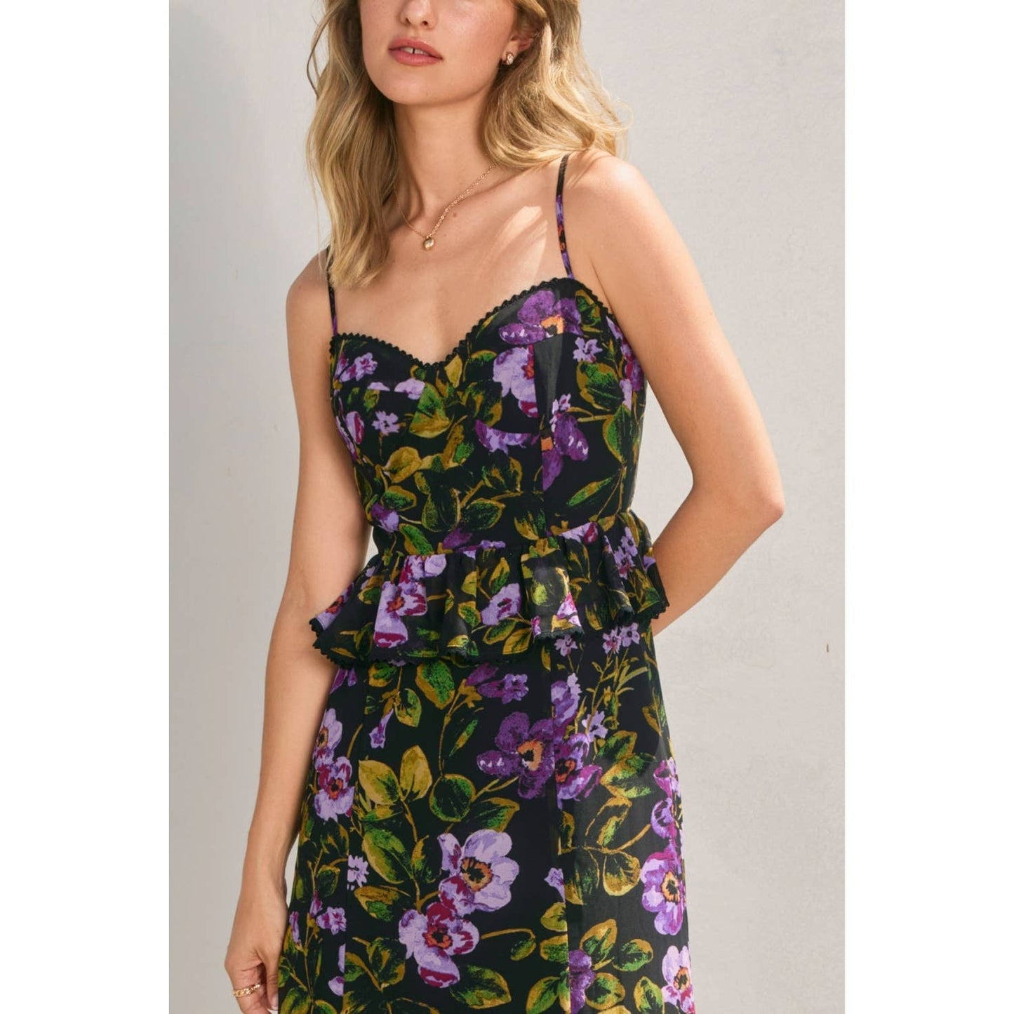 Falling Back Lurex Ruffled Dress: MIDNIGHT VIOLET / FD12112-P1985