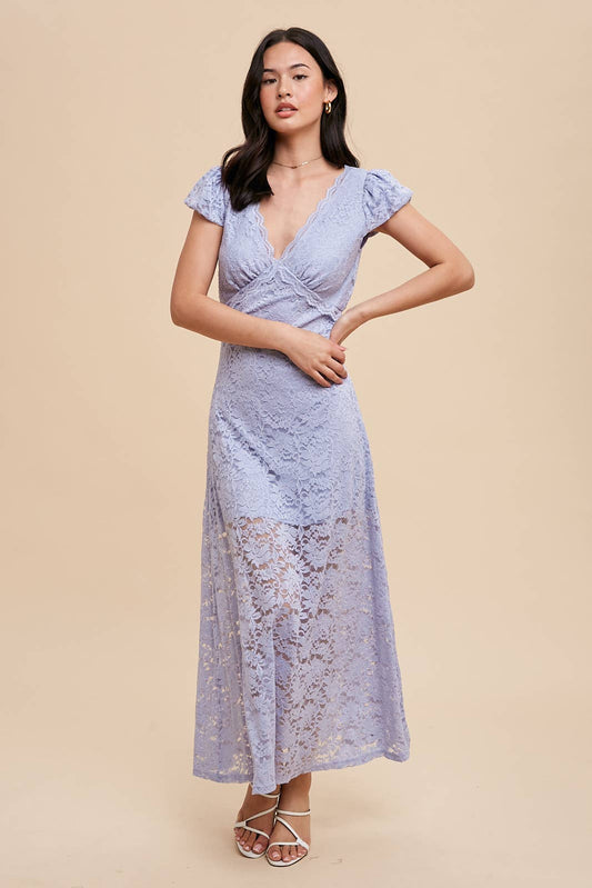 ILD5612 BACK LACE BODYCON DRESS: PERIWINKLE / ILD5612