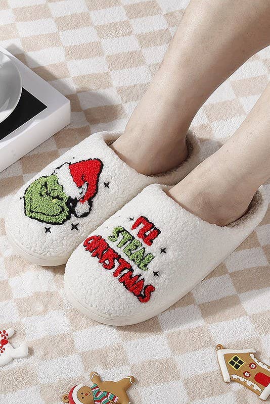 SOFT PLUSH MUSHROOM HEART RAINBOW WARM SLIPPERS | 40SP014: Rainbow / Large