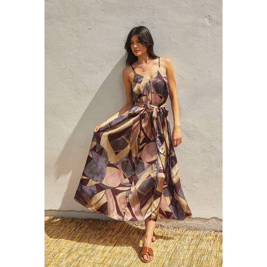 Notable Sensation Extra Flared Maxi Dress: UMBER MOSAIC / FD11448-P1818
