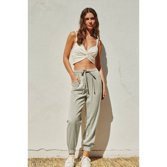 Easy Drawstring Joggers: WASHED GREY / FP5513