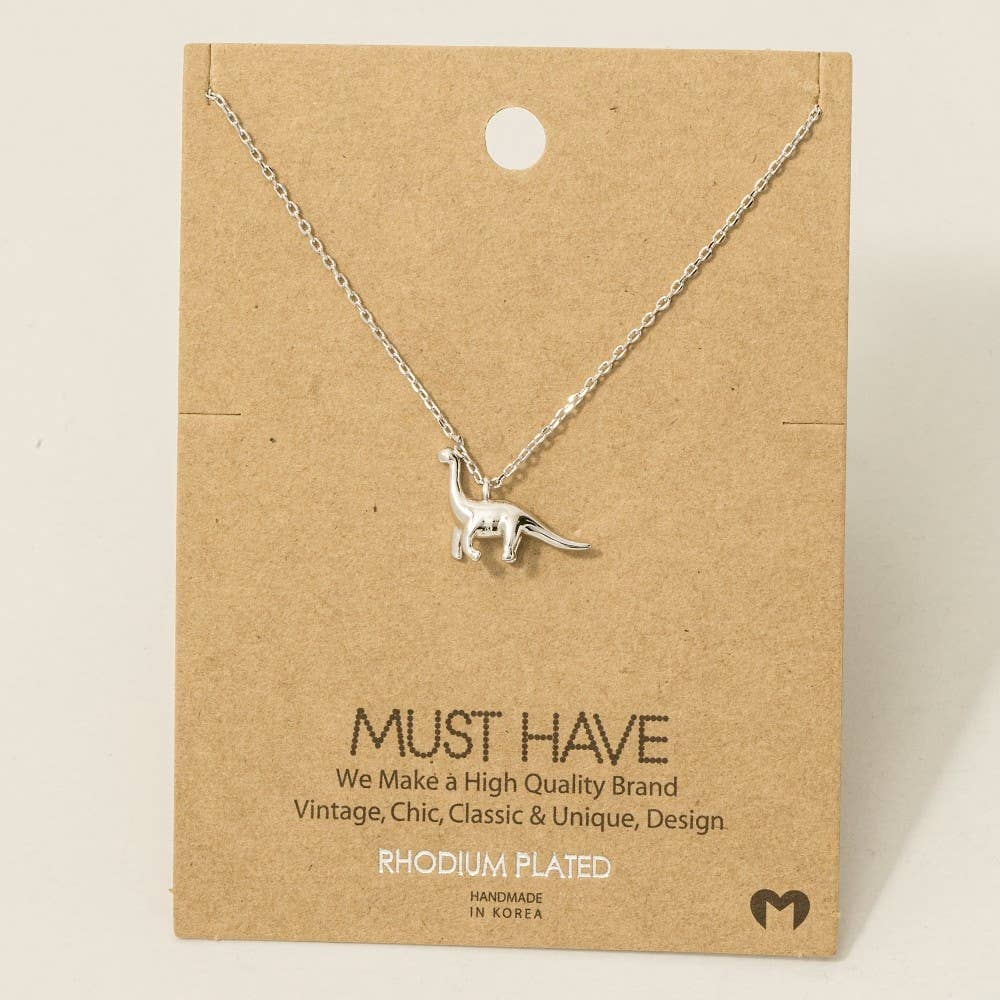 Gold Dipped Brachiosaurus Dinosaur Pendant Necklace: G