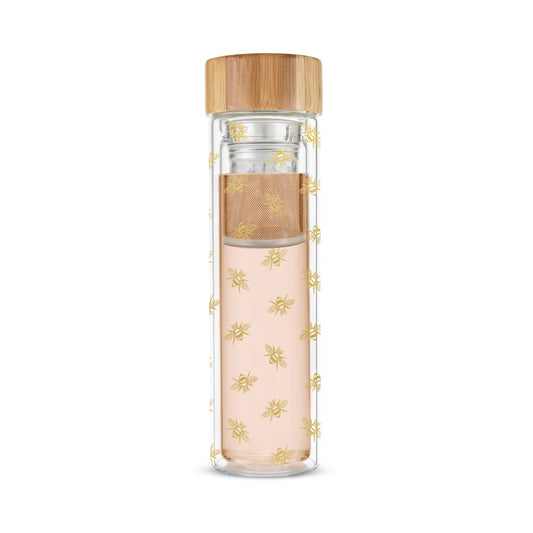 Blair™ Insulated Glass Travel Mug w/ Tea Infuser - Bee