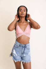 Load image into Gallery viewer, Butterfly Scallop Lace Bralette: Blue Stone

