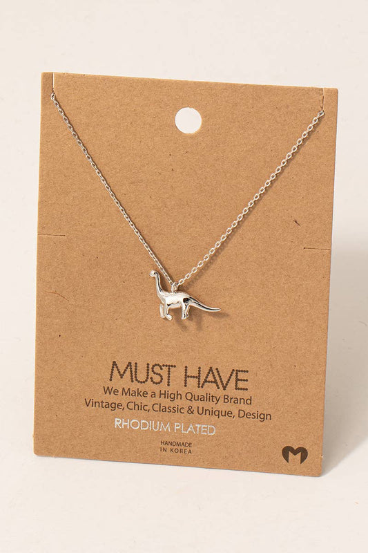 Gold Dipped Brachiosaurus Dinosaur Pendant Necklace: R