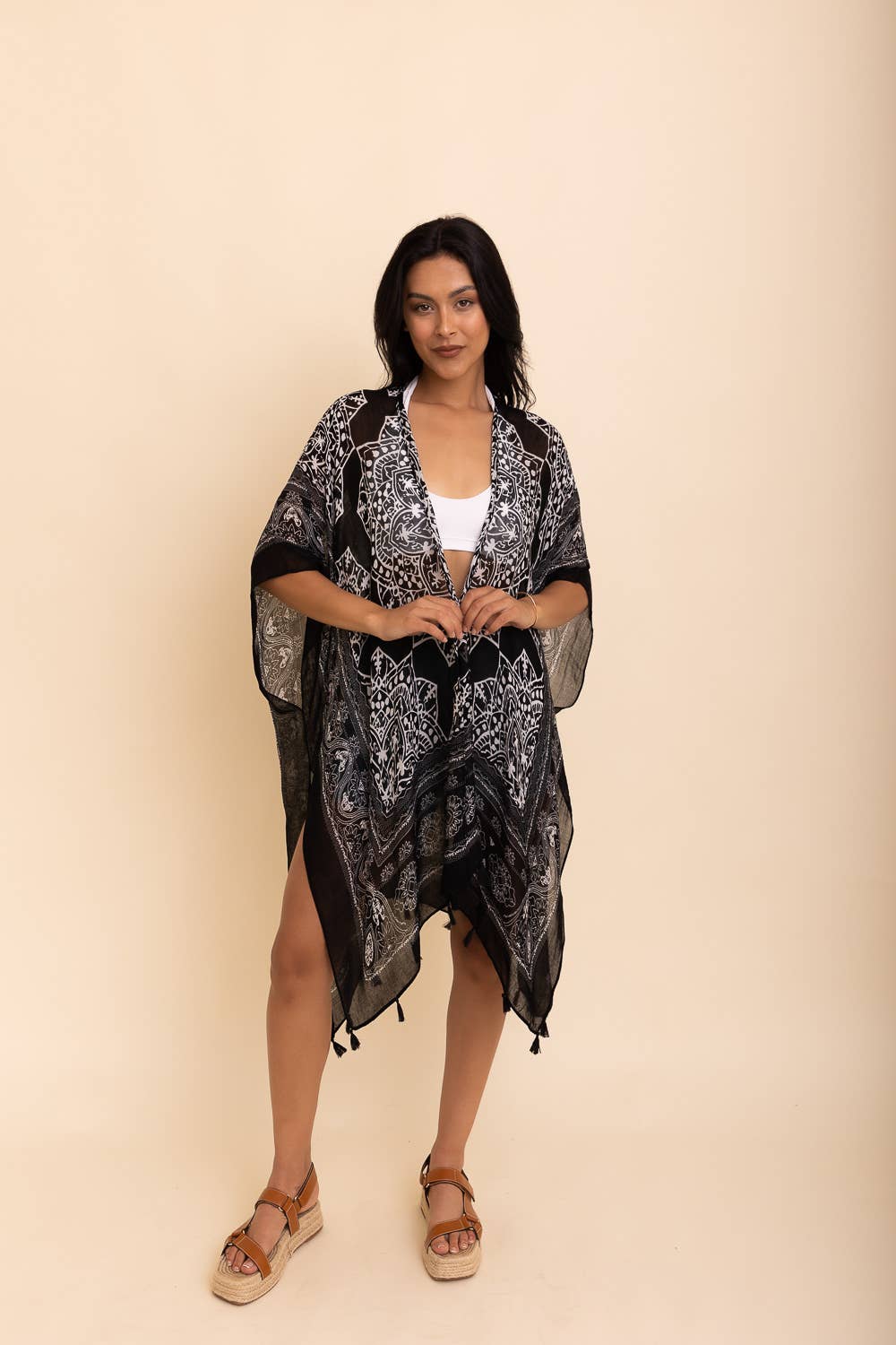 Mandala Tassel Kimono: Olive
