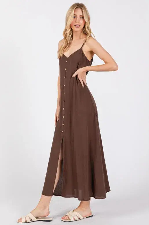 Heavy Gauze Flowy Dress - ND40209-HV: Vintage Olive