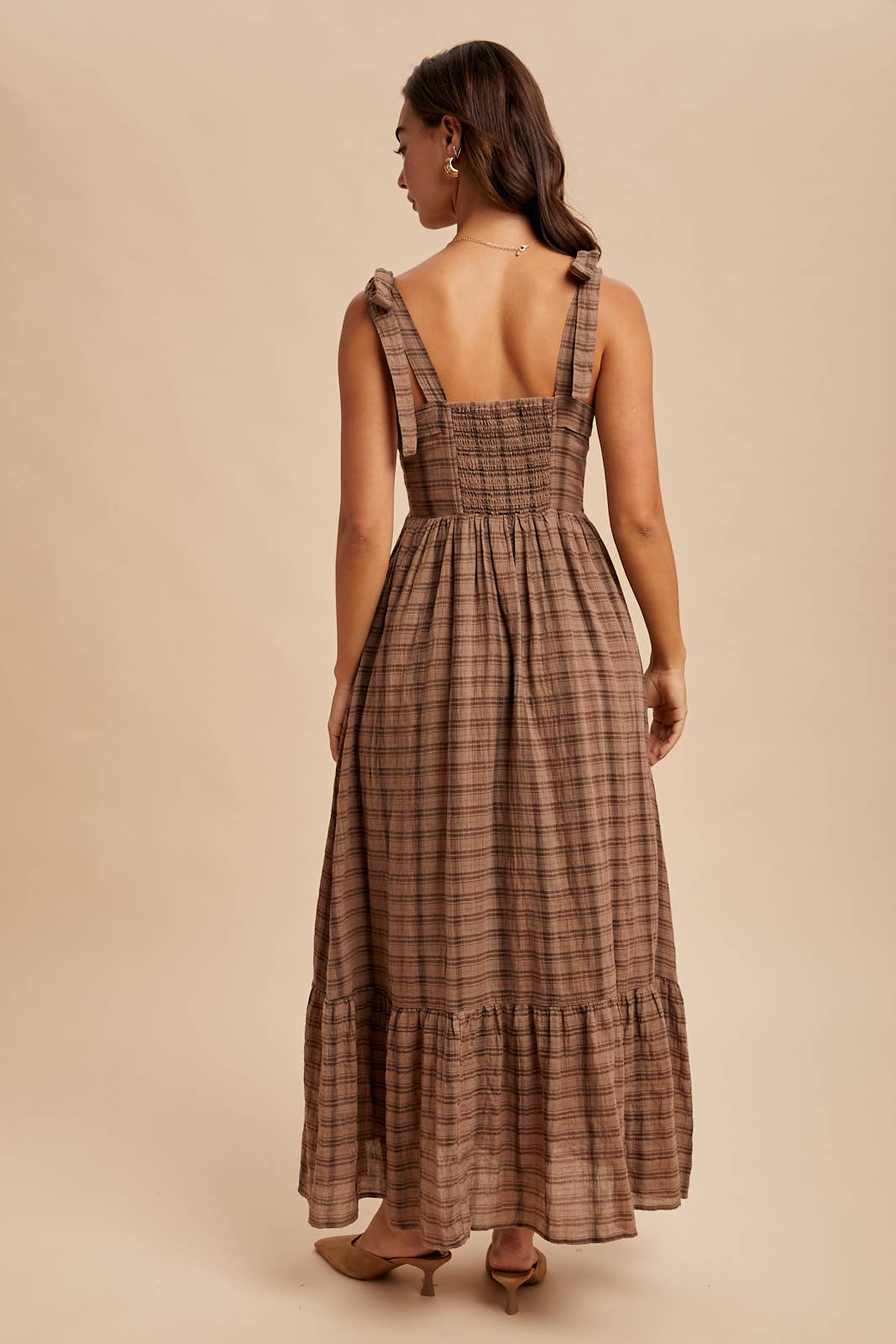 TARTAN COTTON MAXI DRESS: GREEN / ILD6399