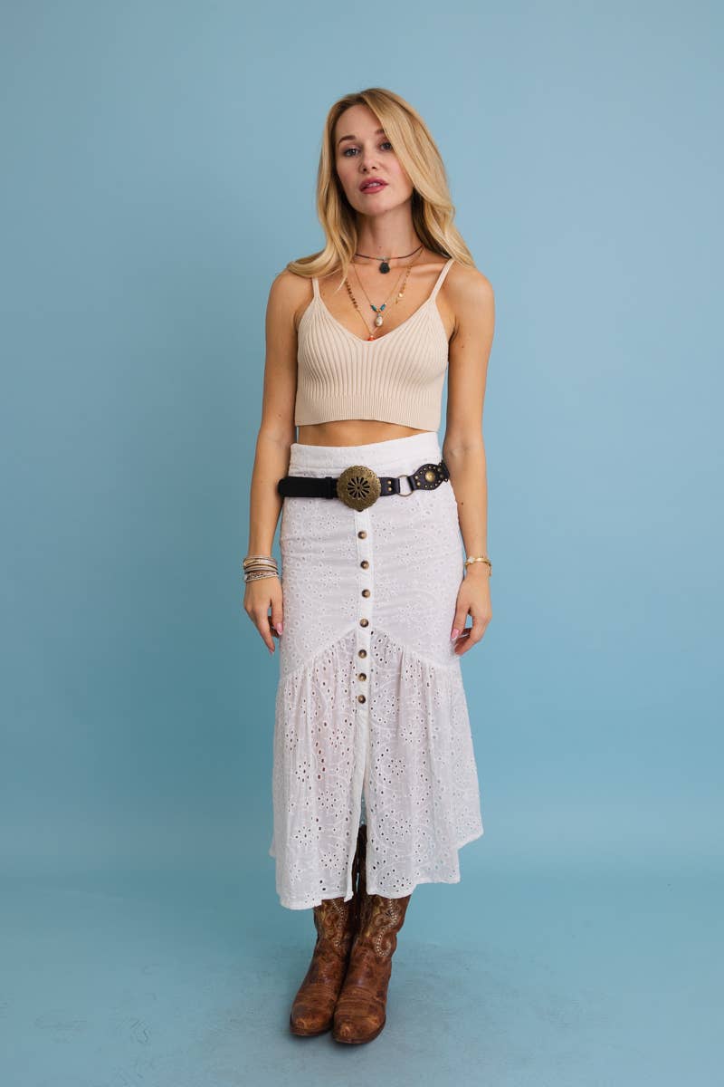 Western Concho Medallion Belt with Antiqued Metal Accents: Brown
