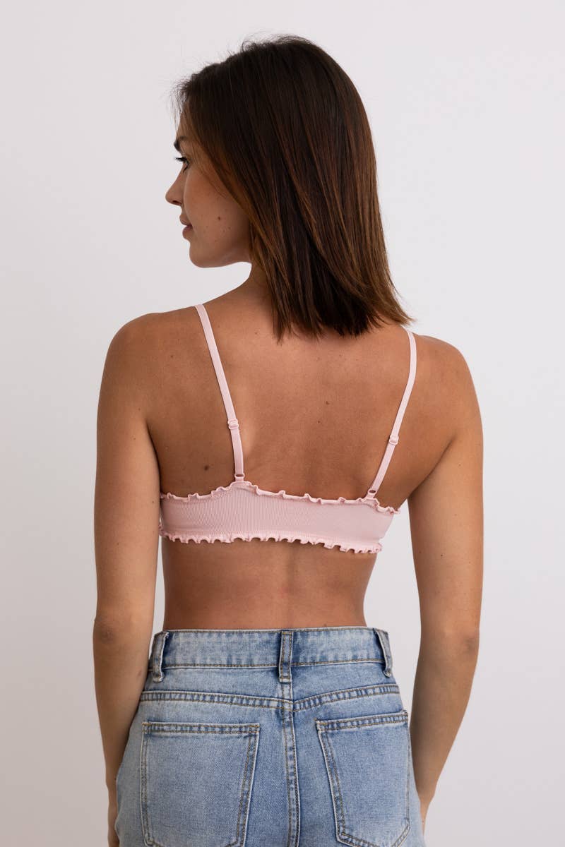 Seamless Lettuce Edge Bow Tie Triangle Bralette 🥬: White Prepack