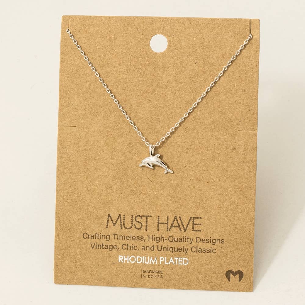 Gold Dipped Dolphin Pendant Necklace: G