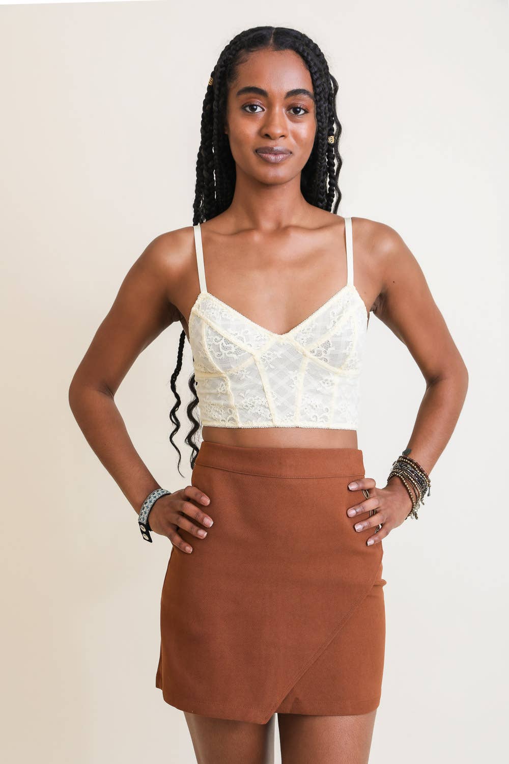 Lace Longline Corset Bralette: Black YL-5595-BLK