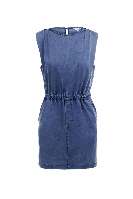 TENCEL™ Shoulder Pleat Mineral Wash Dress - ED119330: Dark Blue