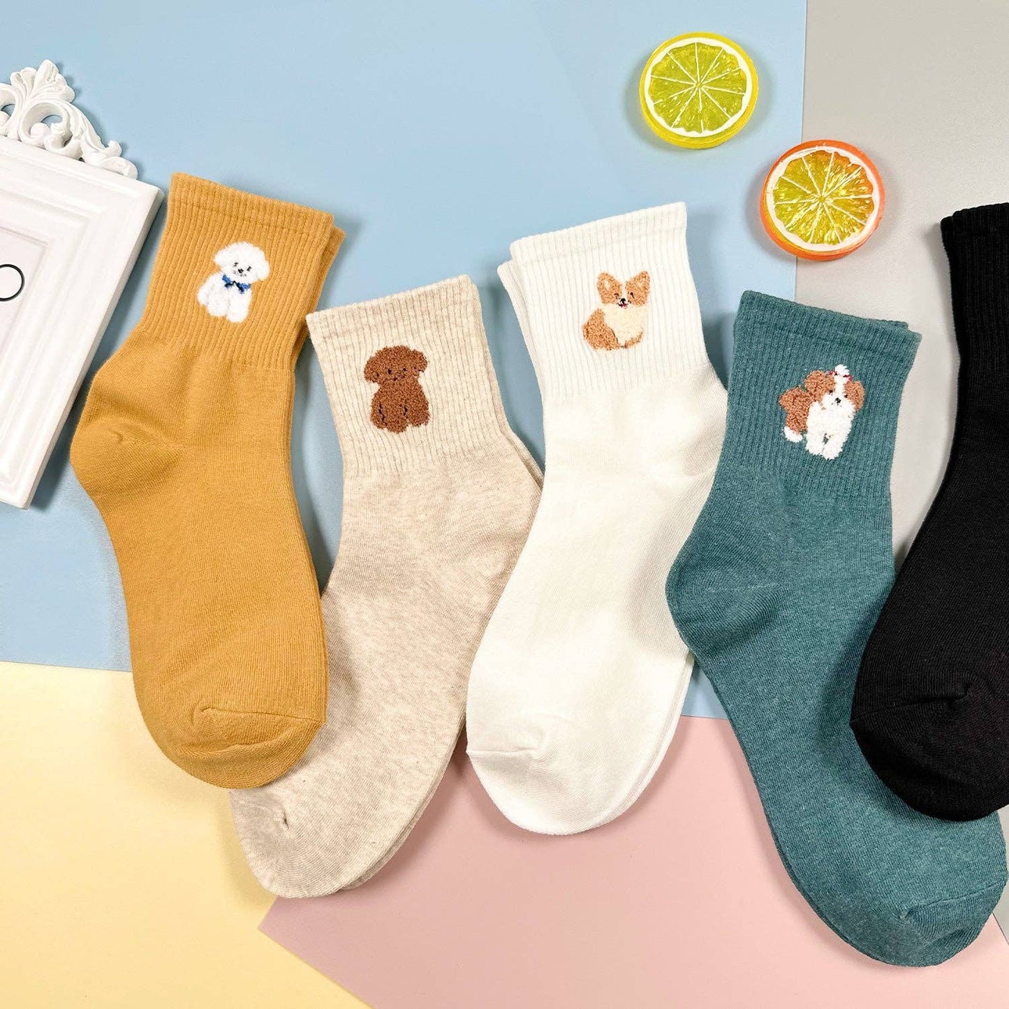 Women's Crew Puppy Land Socks: VW-L-037-1