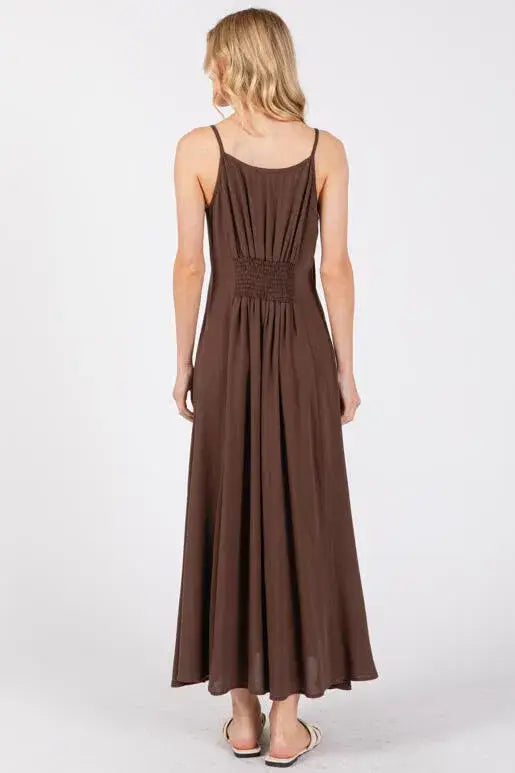 Heavy Gauze Flowy Dress - ND40209-HV: Vintage Olive