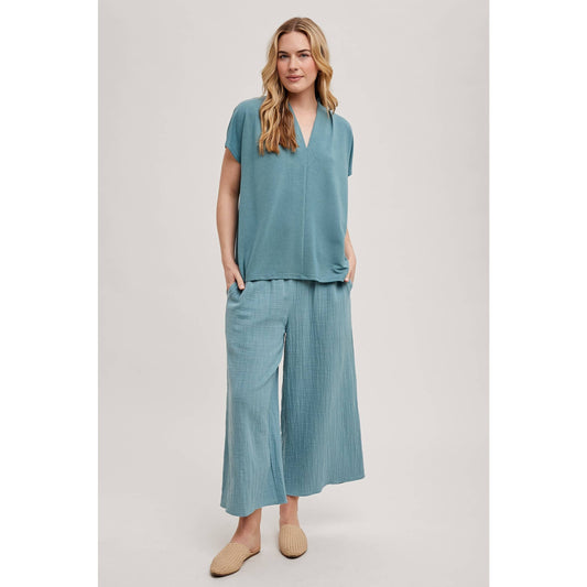 GAUZE WIDE PANTS: BLUE / FP66459