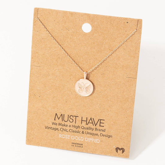 Butterfly Coin Pendant Necklace: R