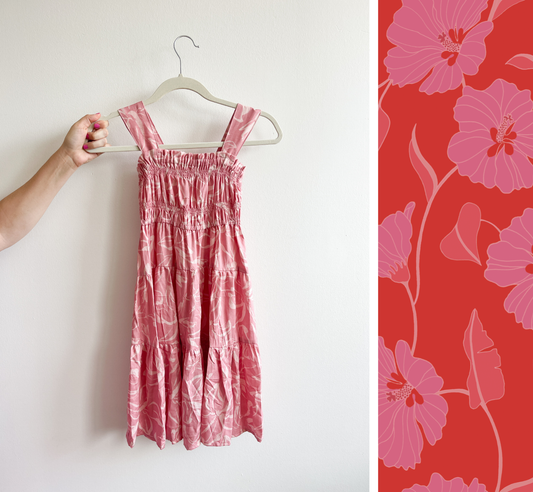 Myla Dress in Mao Flower (Strawberry Guava):